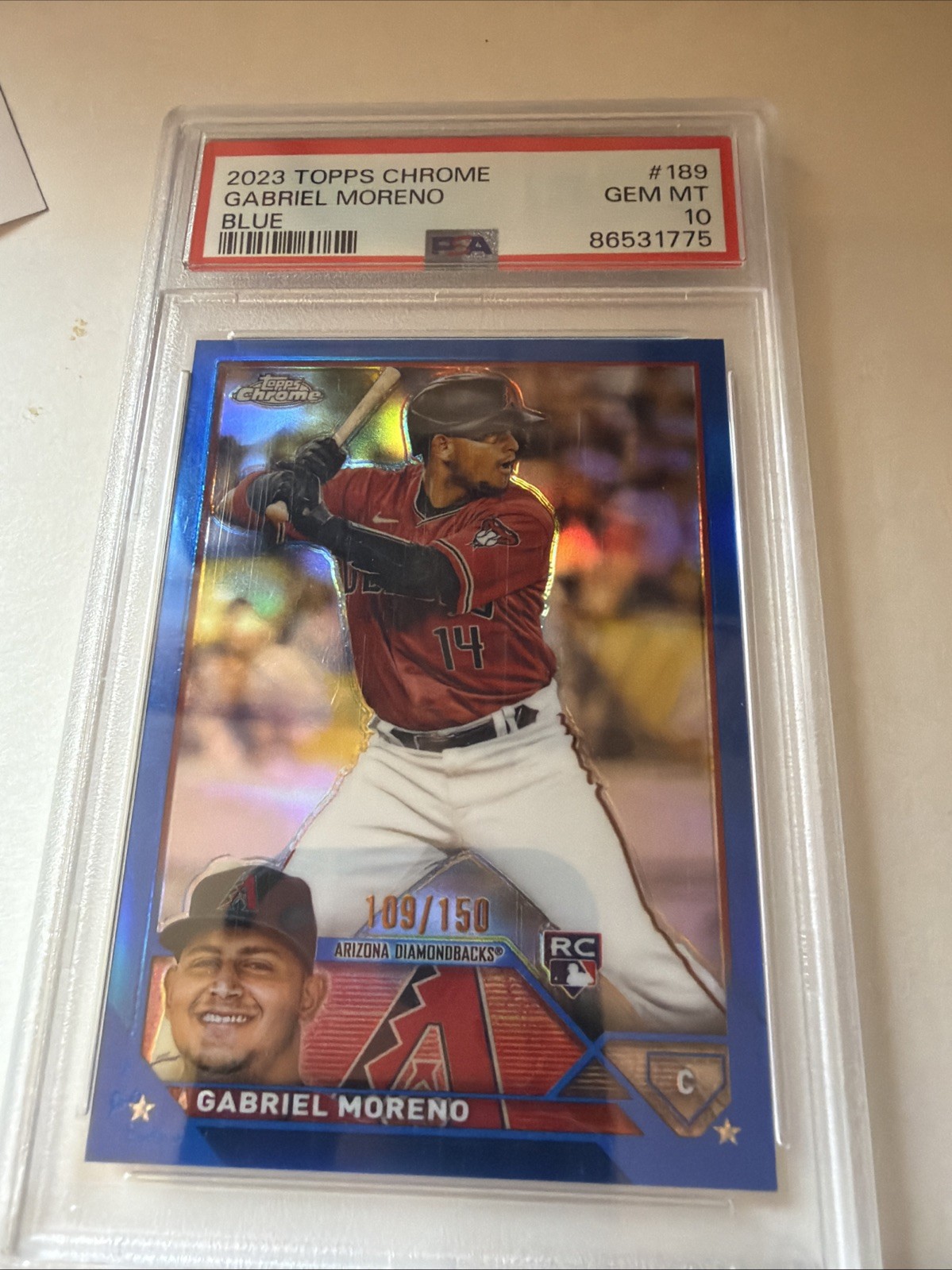 2023 Topps Chrome - Gabriel Moreno #189 Blue Refractor /150 (RC)