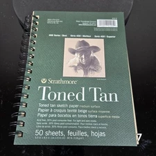 Strathmore Toned Sketch Spiral Paper Pad 5.5" x 8.5" Tan 50 Sheets