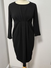 New Look Maternity Black Pleated Empire Waist Midi Dress 3/4 Sleeve UK 12 EU40