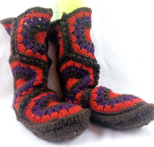Handmade Crochet Booties House Slippers Whimsigoth Whimsical Ladies Size 7 Boho