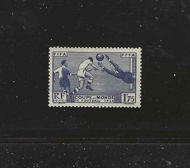 World Cup Soccer Championship 1938- France Scott 349 VF  MOG MVLH