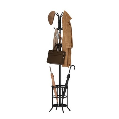 Coat Rack Freestanding with Umbrella Holder   Metal Hanger Stand, Hall Tree w...