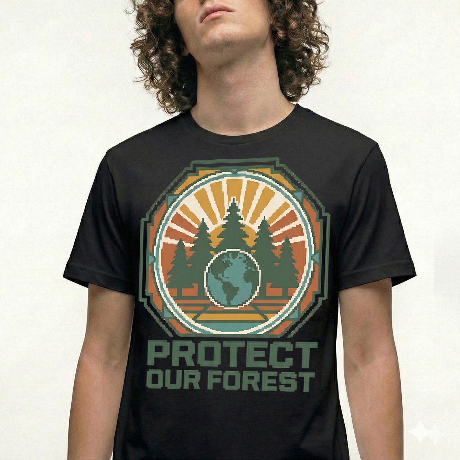 Protect Our Forest T-Shirt Pixel Artbit Earth Day Nature Conservation Tee