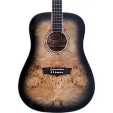 Washburn DFBD Burl D Dreadnought Acoustic Guitar, Poplar Burl Top, Black Fade