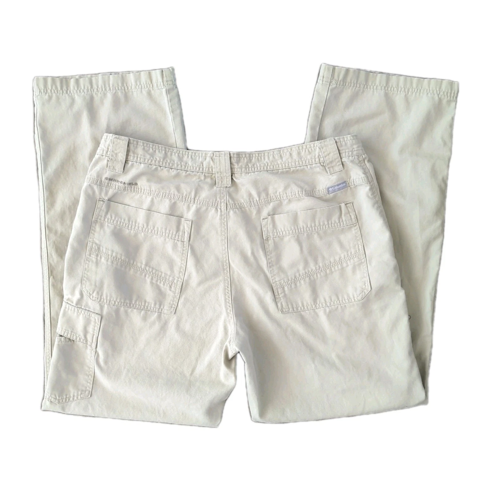 Columbia Omni Shield Cargo Pants Men 36x32 Khaki Tan Chino Cotton Hiking Outdoor