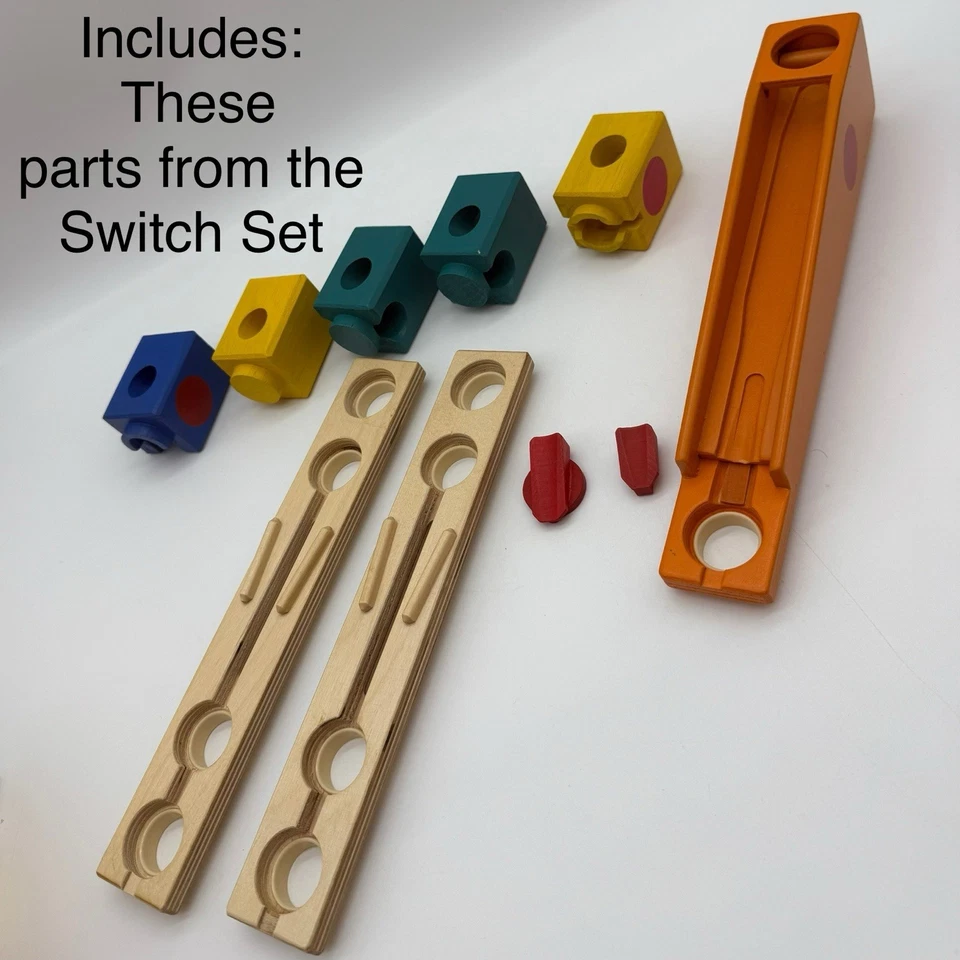 Hape Quadrilla Wooden Marble Run Construction BASIC SET COMPLETE + Extra Pieces - Image 3 of 4