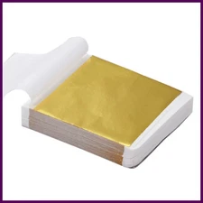 50PCS 9x9cm Practical K Pure Shiny Gold Leaf for Gilding Funiture Lines Wall