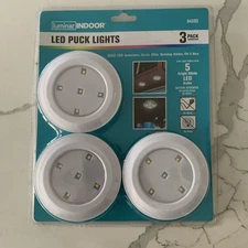Wireless LED Puck Lights 3 Pack For Bookshelves Closets Kitchen Luminar Indoor