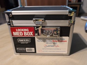 Vaultz Security Medicine Box With Keyless Security Combination Lock Black Silver