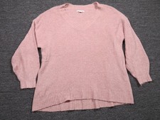 American Eagle Outfitters Sweater Womens Medium Pink Waffle Knit V Neck Pullover