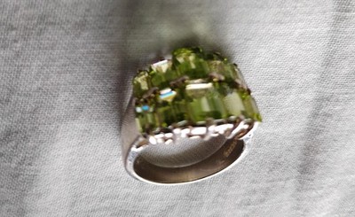 Green Stacked Cubic Zirconias Ring Silver Gold Plate S8 Going Out Of Business 