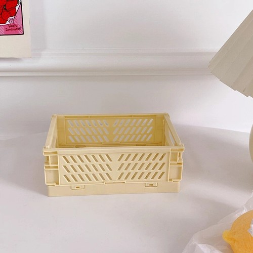 UK Folding Collapsible Storage Crates Plastic Basket Stacking Kitchen Desk Boxes - Picture 17 of 24