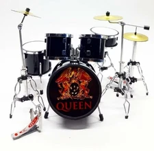 Miniature Drum Kit Queen Full Black Musical Perfect Display 1/12 Special Gift