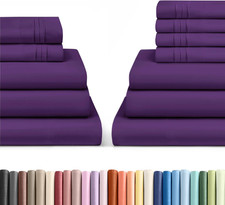 Split King Bed Sheets Set - 4  6 Piece - Purple