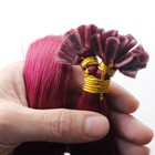 U Tip Human Hair Extensions Keratin Bonded Fusion Nail Tip Remy Burgundy Red 16" — photo 4