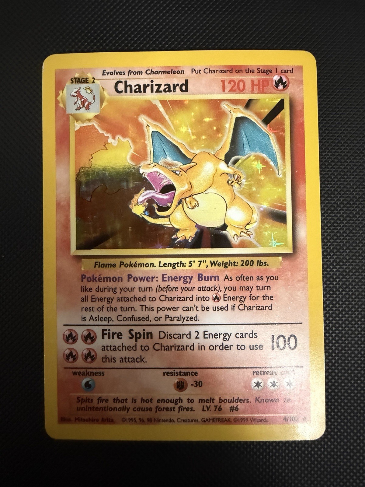 Charizard 004/102 Base Set Holo LP- Pokemon WOTC Original 1999 Vintage Grail