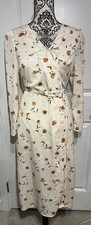 SHEIN Cream Floral Long Sleeve Dress