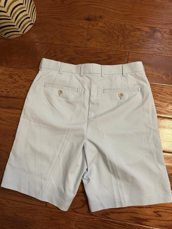 Pantalones Cortos Peter Millar Para Hombre Azul Claro Rayas 32 Frente Plano Informal Golf Chino Foto 3 de 4