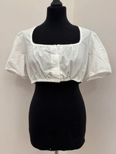 Vintage Dirndl Blouse White Lace Cotton - Siz...