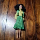 Vtg Barbie W/ Black Hair & Blue Eyes Wearing A Green & Yellow Outfit DSN