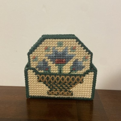 Vintage Floral Bouquet Crochet Coaster Set Of 3 With Coaster Holder Flowers