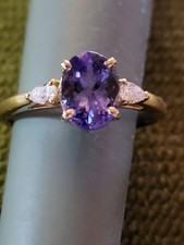 18ct Yellow gold Tanzanite & Diamond Engagement Ring Size N