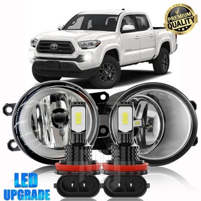 For Toyota Tacoma 2012-2023 Front Bumper Fog Light Lamps+H11 White LED bulb pair