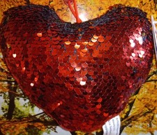 PELUCHE A CUORE ROSSO AMORE SAN VALENTINO CON PAILLETTES REVERSIBILI ROSSO/ORO