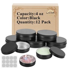 4 Oz Tins With Lids 12 Pack Round Aluminum Salve Metal Refillable Containers