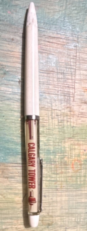 Calgary  Tower Souvenir Click Ballpoint Pen, Plastic, Chrome Trim, Black Ink