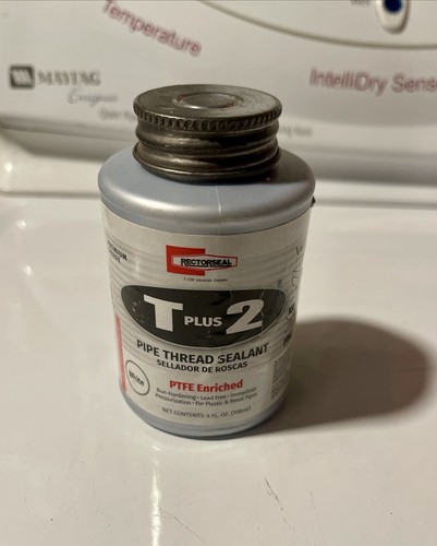 T plus 2 23631 Pipe Thread Sealant, Non-Hardening, PTFE Enriched, Plumbing, 1/4