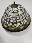 Vintage Tiffany-style Stained Glass Ceiling Light Fixture.