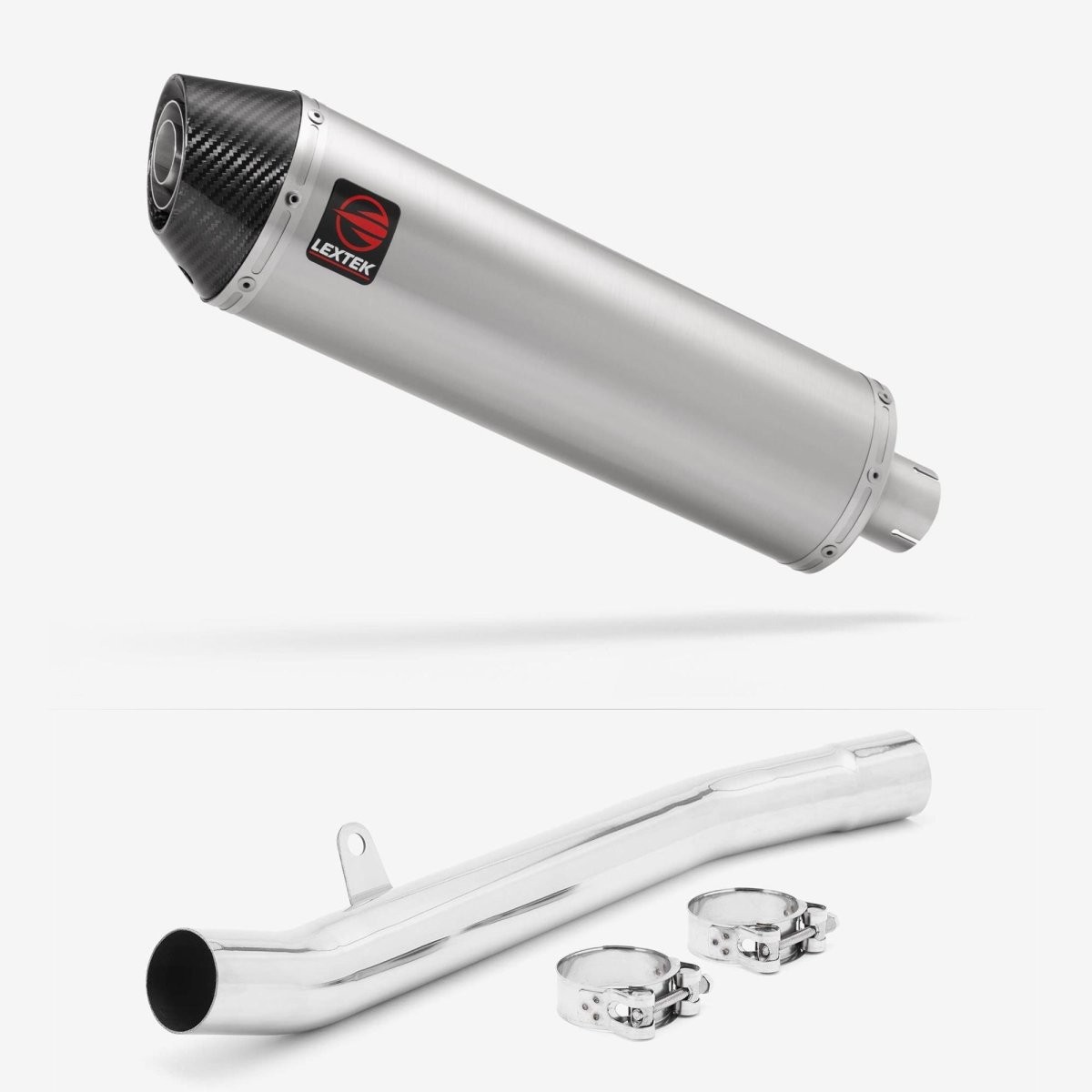 Lextek Stainless Steel RP1 Brushed 400mm Exhaust with Link Pipe Silencer Chrome