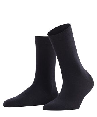 Women's Soft Merino Wool Cotton Crew Socks Light Classic Trouser Style Dark Navy