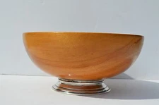 BEAUTIFUL GRAINED WOOD & STERLING SILVER BASE SALAD/FRUIT BOWL M. FRED HIRSCH CO