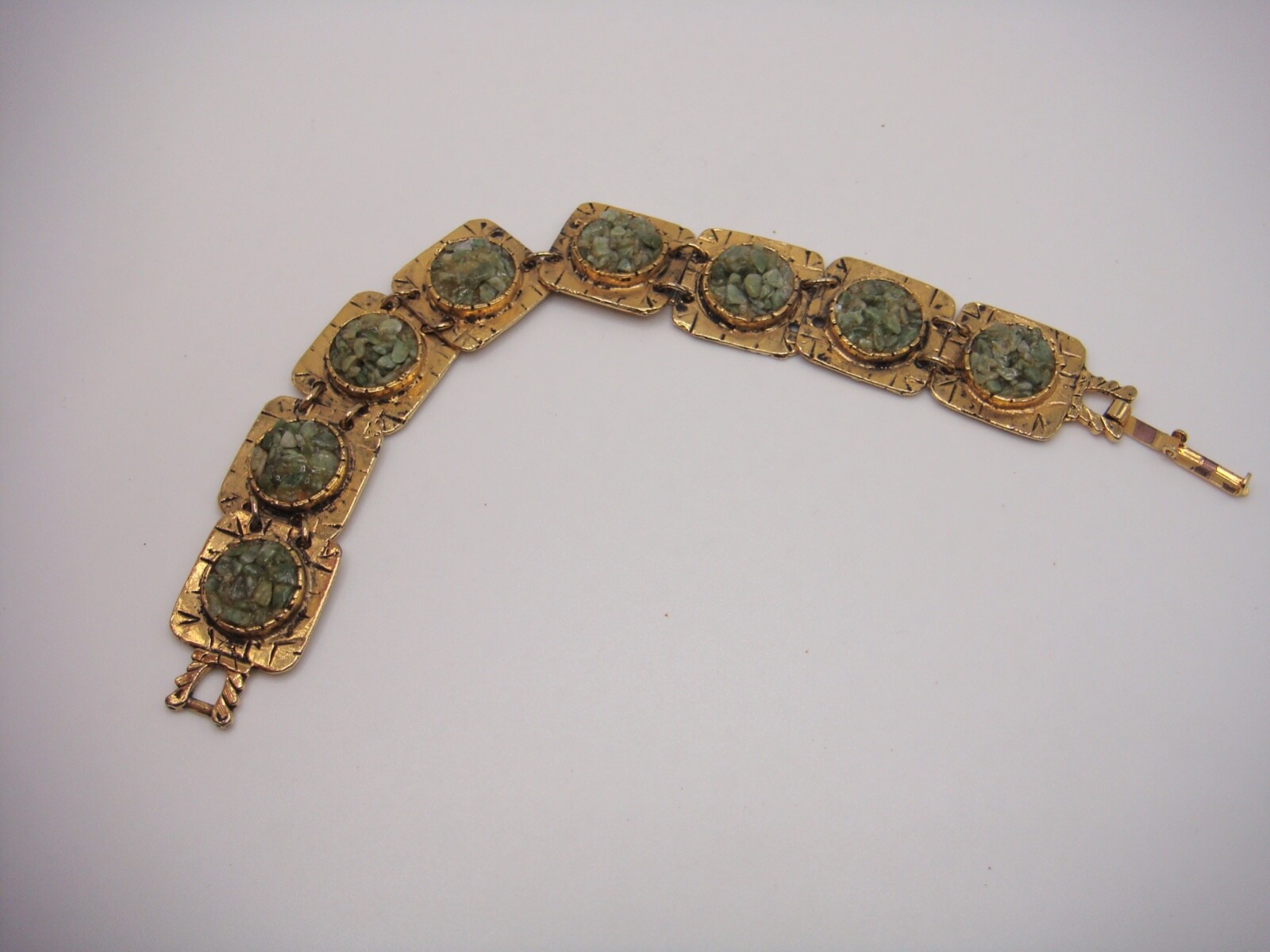 VINTAGE SIGNED SOLID COPPER GOLD TONE MULTI PANEL… - image 4