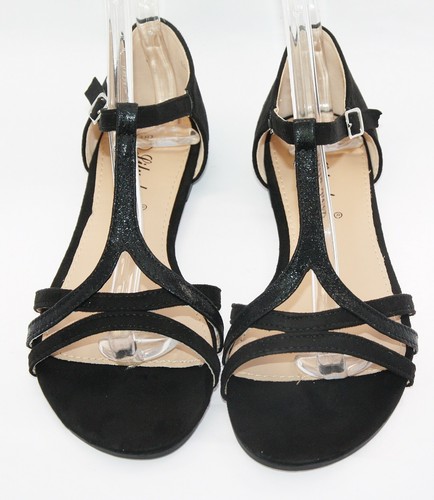 SANDALIAS TIRAS SANDALIAS SENCILLAS ELEGANTES NEGRAS L 917 - Imagen 2 de 3