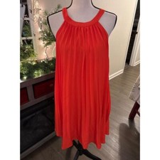 Elegantorange Pleated Halter Neck Summer Dress Cocktail Party Evening Wear