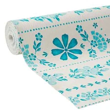 Pioneer Woman Hattie Shelf Liner Non-Adhesive 12 in. x 10 ft. Roll Blue White