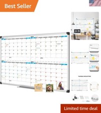 Aluminum Framed 36" x 24" Whiteboard Calendar Scratch-Resistant Wipe Clean