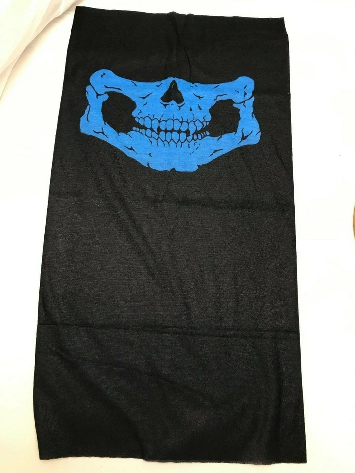 Bandana Head Wear Calavera Negra y Azul Cubierta Facial Pañuelo Accesorio para el Cabello  Foto 4 de 4