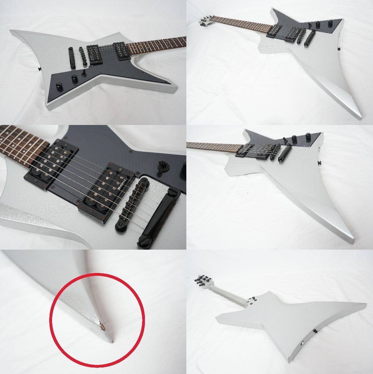Cort VX-2X Silver Metallic Medium Scale Deformed Guitar EMG Cort VX-2X Silver Metallic Medium Scale Deformed Guitar EMG