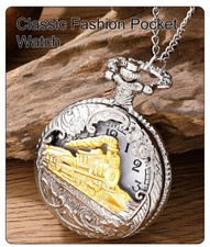 Hogwarts Express reloj de bolsillo de lujo plata-oro locomotora usada con cadena 74cm