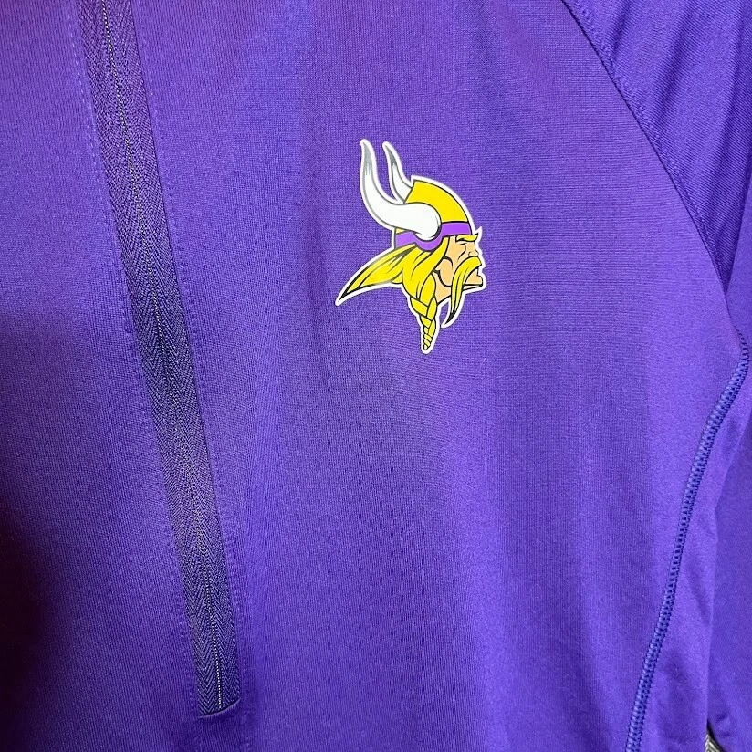 安德玛运动衫女式小号紫色套衫拉链1/4明尼苏达维京人  — 第 3/4 张图片