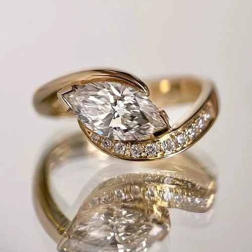 14k Yellow Gold Plated 2CT Marquise Lab-Created Diamond Infinity Wedding Ring