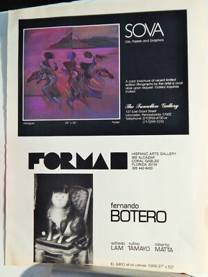 SOVA / FERNANDO BOTERO  ART PIECES VTG ORIG  1980 ADVERTISEMENT
