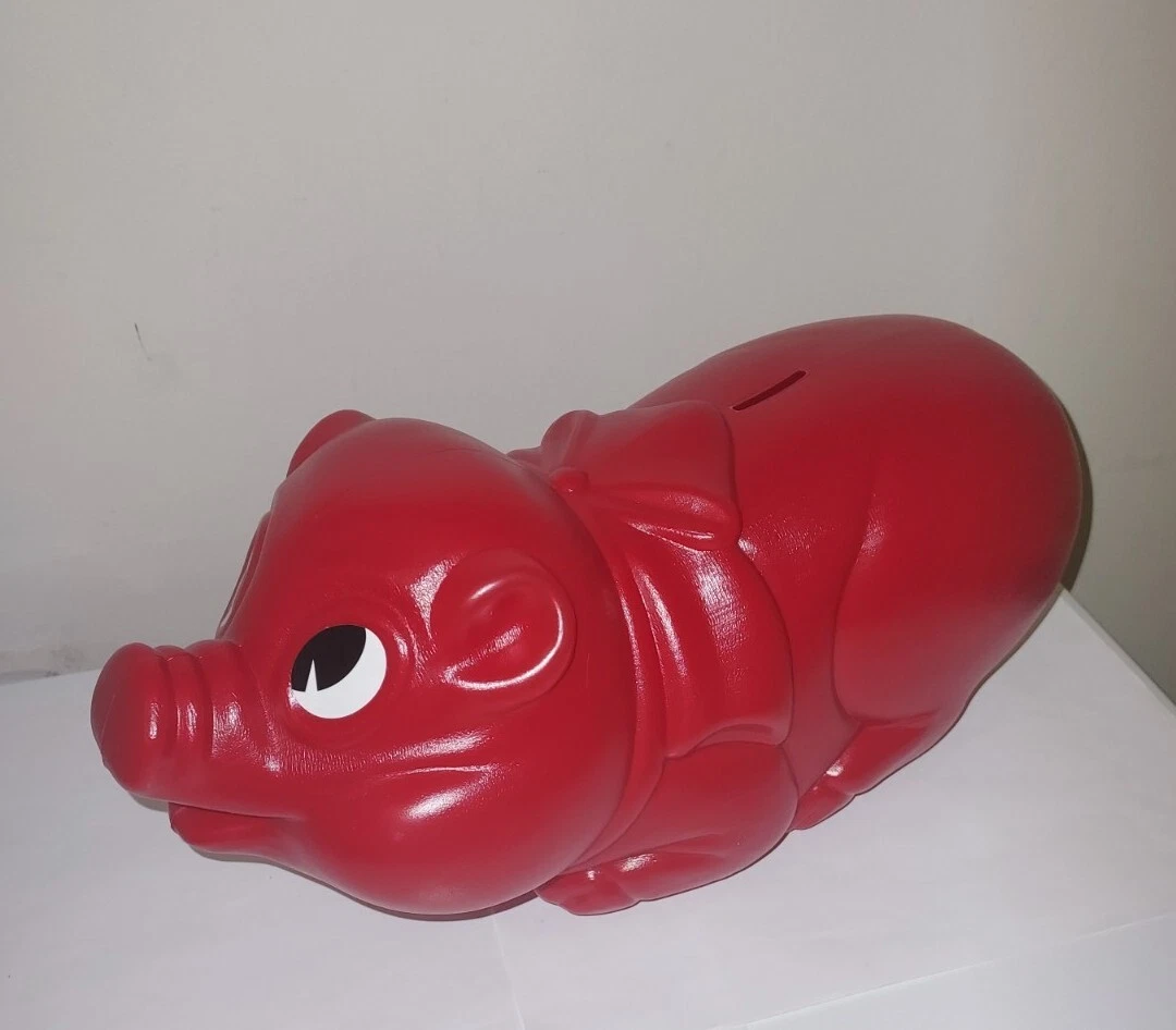 K C Plastics Large Red Piggy Bank Kids Savings Money Coin No Hole Plug New