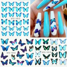 4Sheets Nail Art Sticker Butterfly DIY Waterproof Adhesive Transfer Decal NS12
