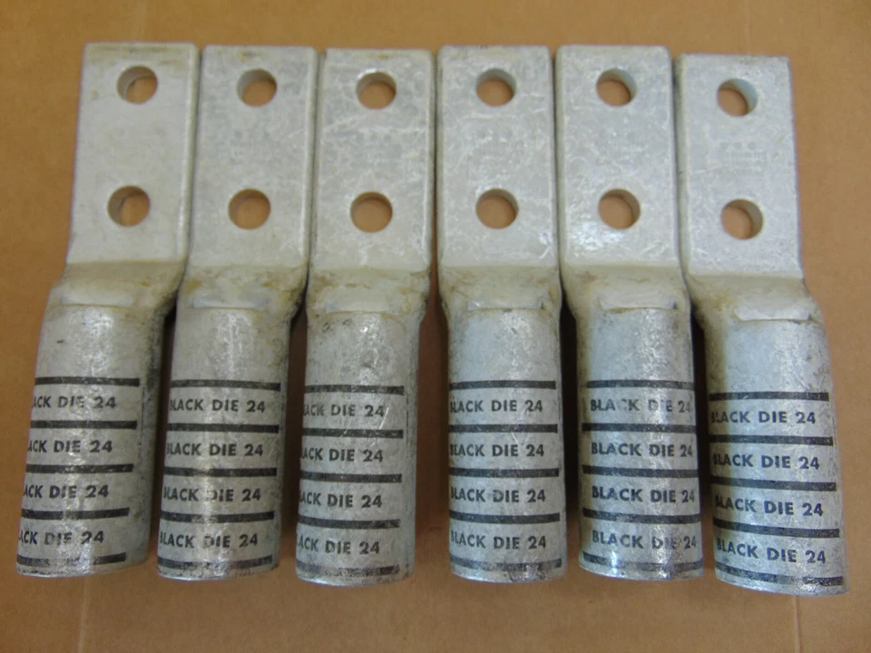 (6) Burndy Two Hole Hylug Copper Compression Lug 600 kcmll Black Die 24 Box of 6 - Image 2 of 4