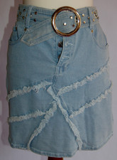 Damen Minirock Stretch Gr. M mit Tasche Hohe Taille A Linie Jeansrock Denim